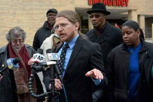 Press conference on March 31st, with Mumia's family and supporters - photo by David McKeown