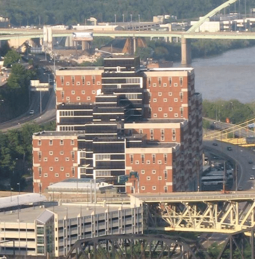 aerial view of Allegheny County Jail