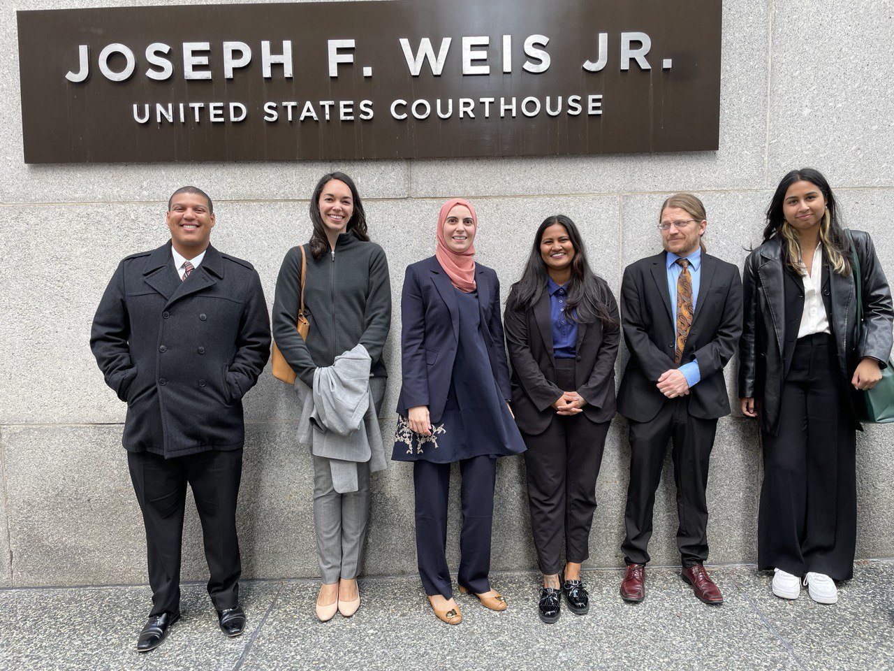 ALC and Civil Rights Corps attorneys outside federal courthouse in Pittsburgh