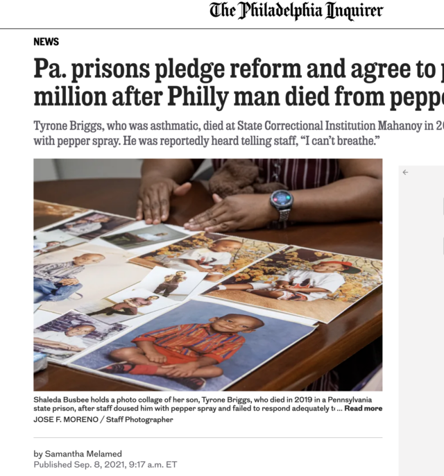Pa. prisons pledge reform and agree to pay $8.5 million after Philly man died from pepper spray.
