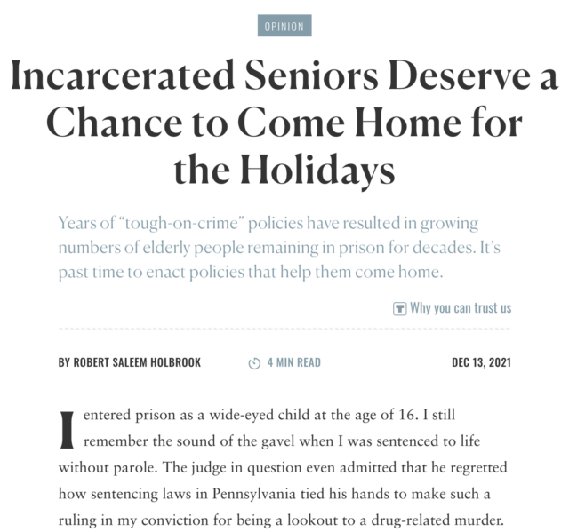Incarcerated Seniors Deserve a Chance to Come Home for the Holidays