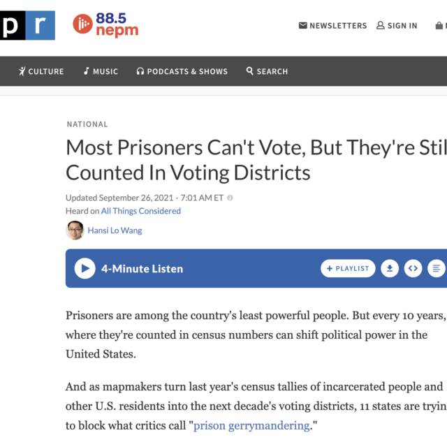 Most Prisoners Can't Vote, But They're Still Counted In Voting Districts