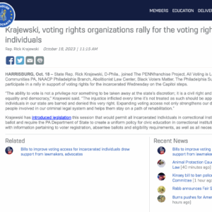 Krajewski, voting rights organizations rally for the voting rights of incarcerated individuals