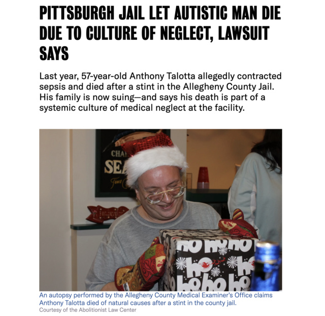 Pittsburgh Jail Let Autistic Man Die Due to Culture of Neglect, Lawsuit Says