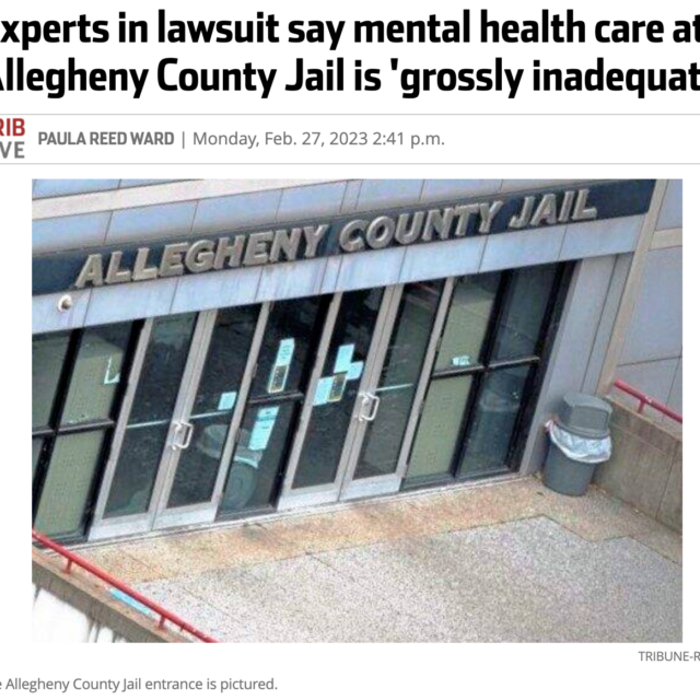 Experts in lawsuit say mental health care at Allegheny County Jail is 'grossly inadequate'