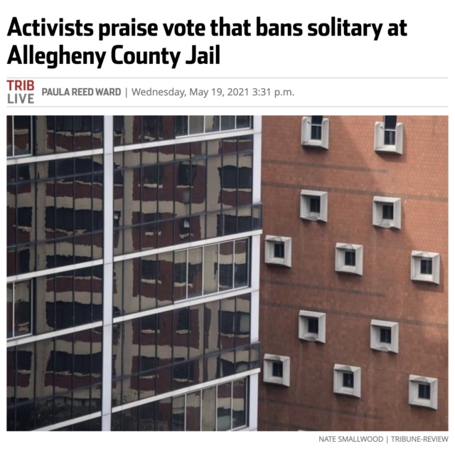 Activists praise vote that bans solitary at Allegheny County Jail