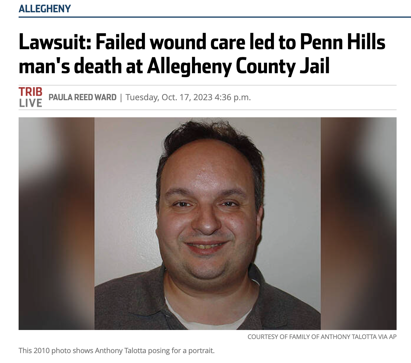 Lawsuit: Failed wound care led to Penn Hills man’s death at Allegheny ...