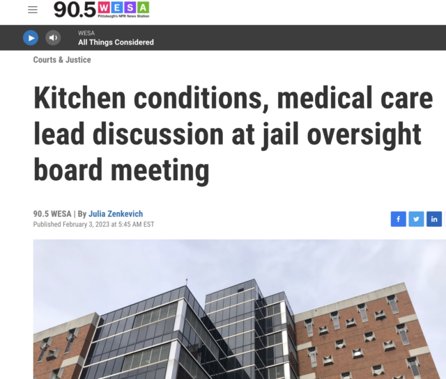 Kitchen conditions, medical care lead discussion at jail oversight board meeting