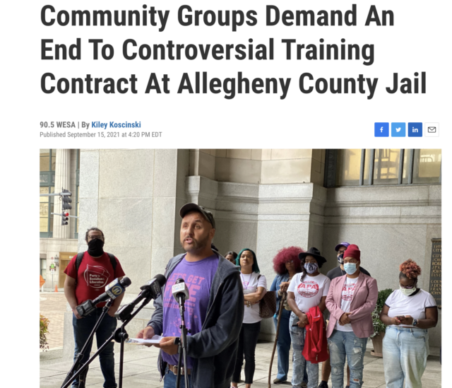 Community Groups Demand An End To Controversial Training Contract At Allegheny County Jail