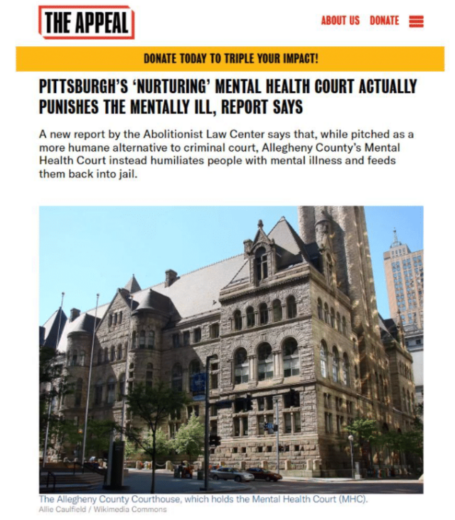 Pittsburgh's 'Nurturing' Mental Health Court Actually Punishes the Mentally Ill, Report Says