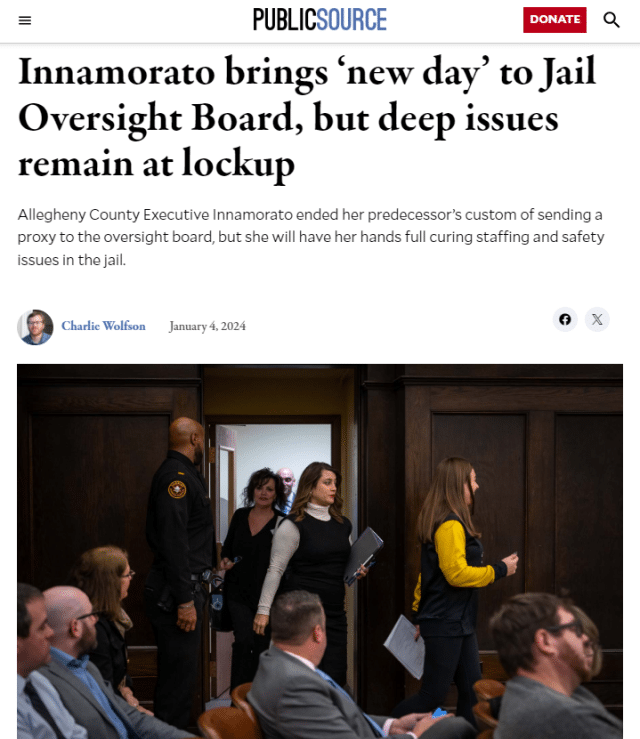 Innamorato brings ‘new day’ to Jail Oversight Board, but deep issues remain at lockup