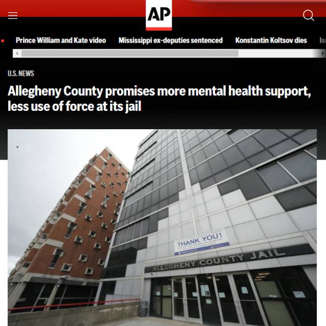 Allegheny County promises more mental health support, less use of force at its jail