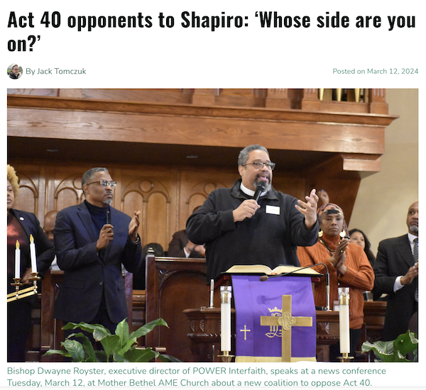 Act 40 opponents to Shapiro: ‘Whose side are you on?’