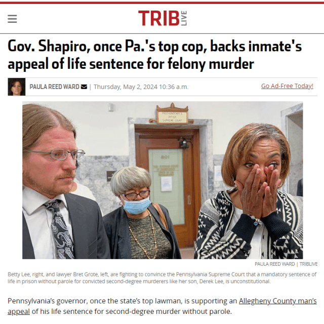 Gov. Shapiro, once Pa.'s top cop, backs inmate's appeal of life sentence for felony murder