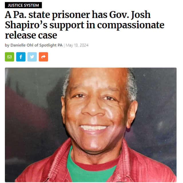 A Pa. state prisoner has Gov. Josh Shapiro’s support in compassionate release case
