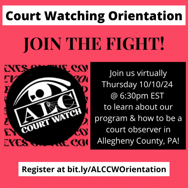 Oct. 10: Court Watch Orientation