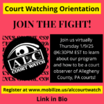 Jan. 9: Court Watch Orientation