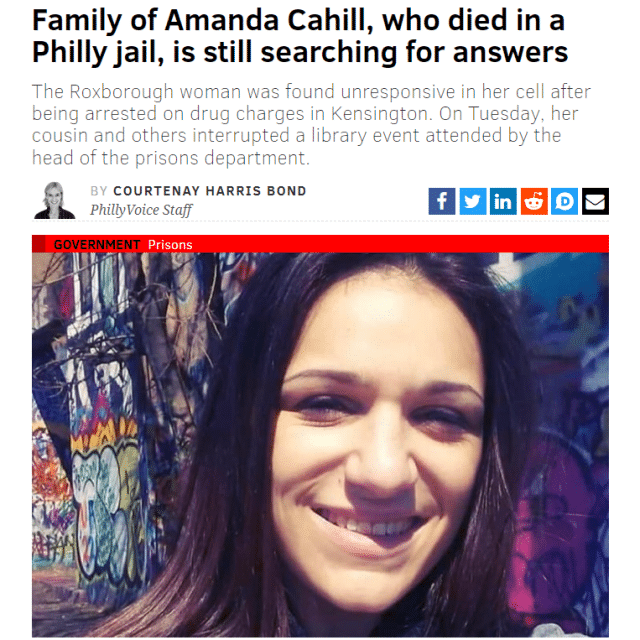 Family of Amanda Cahill, who died in a Philly jail, is still searching for answers