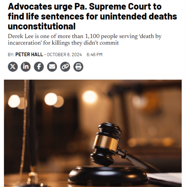 Advocates urge Pa. Supreme Court to find life sentences for unintended deaths unconstitutional