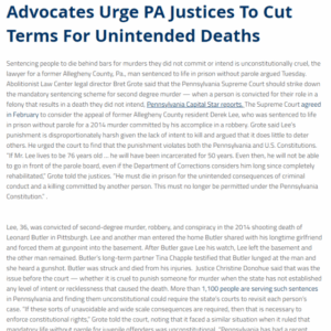 Advocates Urge PA Justices To Cut Terms For Unintended Deaths