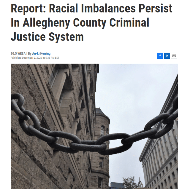 Report: Racial Imbalances Persist In Allegheny County Criminal Justice System