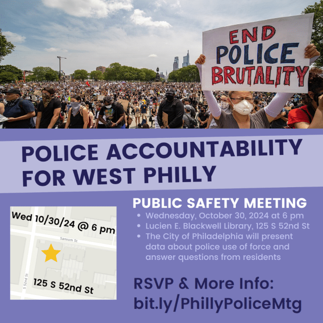 Oct. 30: West Philly Public Safety Meeting