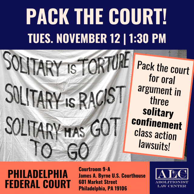 Nov. 12: Pack the Court for Oral Argument on Solitary Confinement