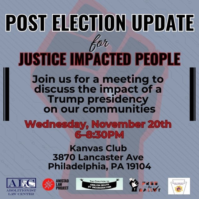 Nov. 20: Post-Election Update for Justice-Impacted People