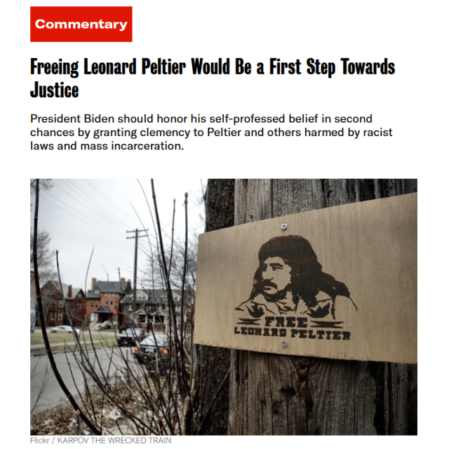 Freeing Leonard Peltier Would Be a First Step Towards Justice