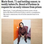 Marie Scott, 71 and battling cancer, to testify before Pa. Board of Pardons in request for an early release from prison