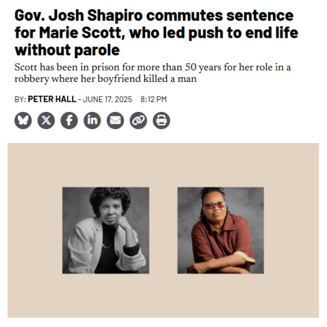 Gov. Josh Shapiro commutes sentence for Marie Scott, who led push to end life without parole