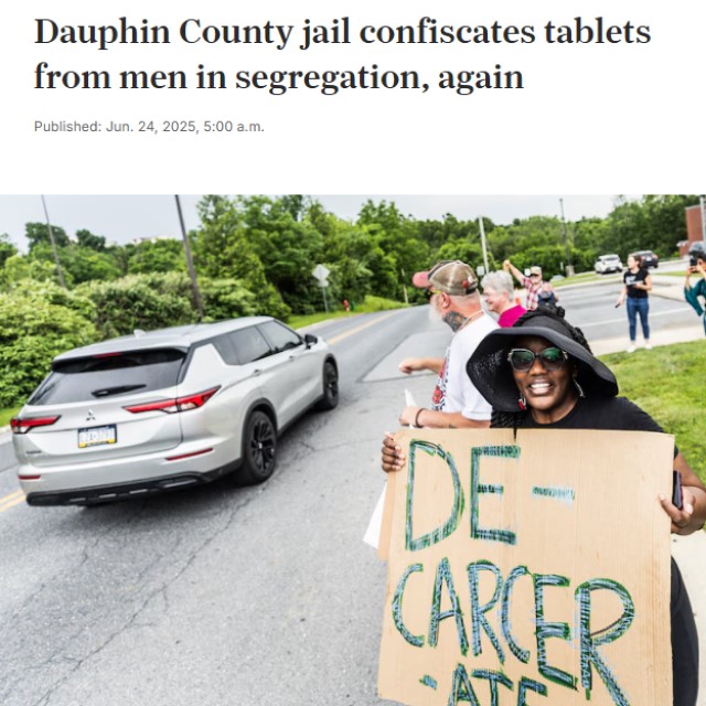 Dauphin County jail confiscates tablets from men in segregation, again