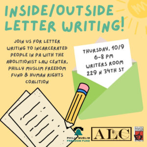 Oct. 9: Inside/Outside Letter-Writing Night