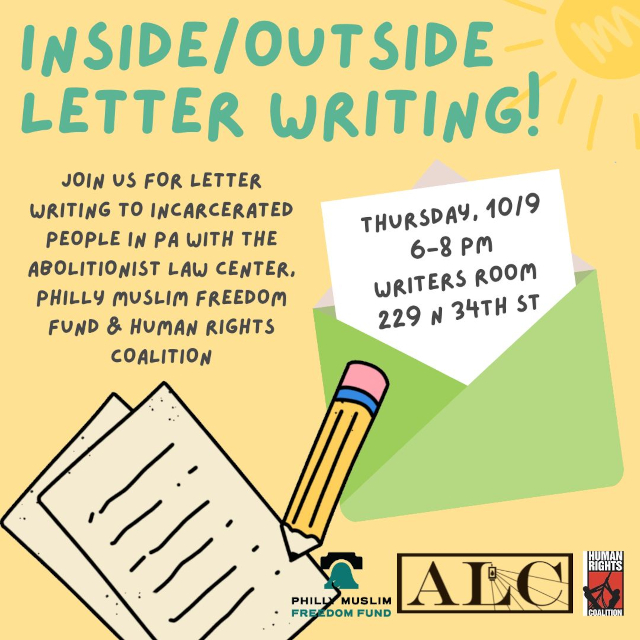 Oct. 9: Inside/Outside Letter-Writing Night