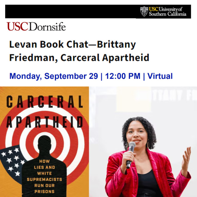 Sep. 29: Levan Book Chat: Brittany Friedman, Carceral Apartheid