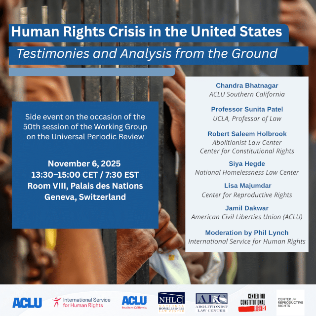 Nov. 6: Human Rights Crisis in the United States – Testimonies and Analysis from the Ground
