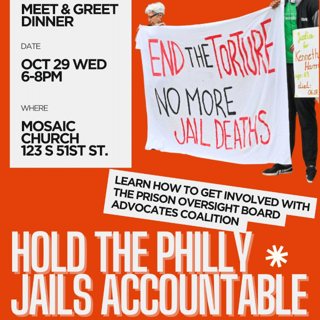 Oct. 29: Hold the Philly Jails Accountable