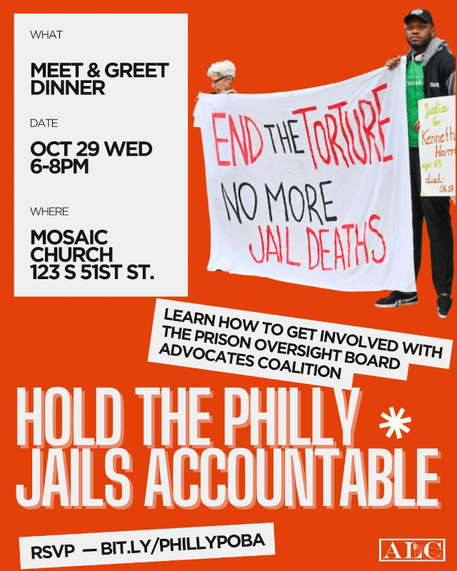 Oct. 29: Hold the Philly Jails Accountable