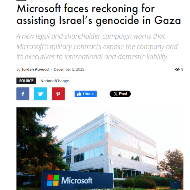 Microsoft faces reckoning for assisting Israel’s genocide in Gaza