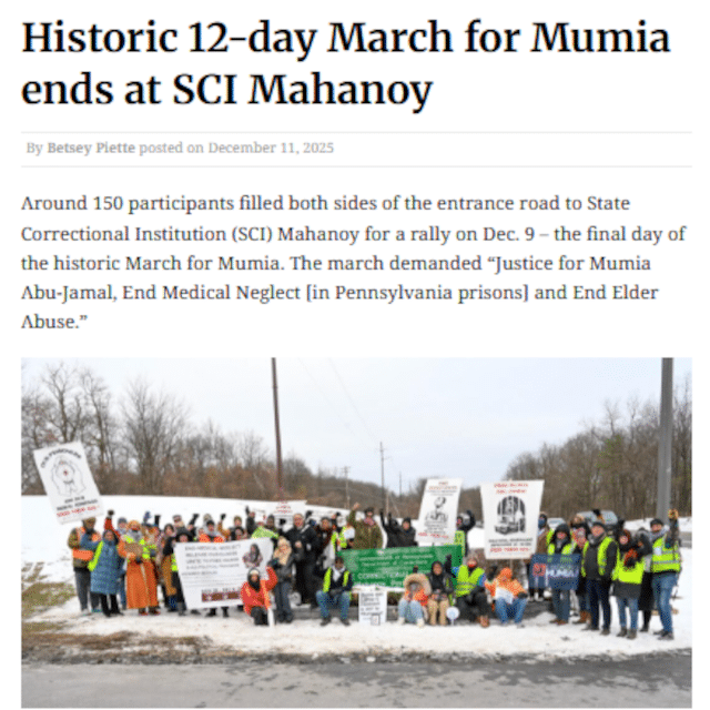 Historic 12-day March for Mumia ends at SCI Mahanoy