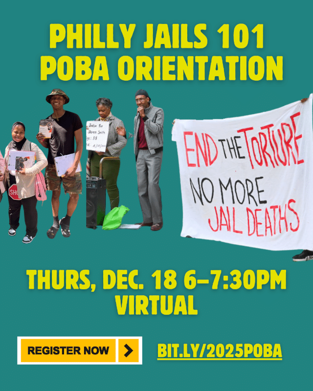 Dec. 18: Philly Jails 101 – Prison Oversight Board Advocates Coalition Orientation