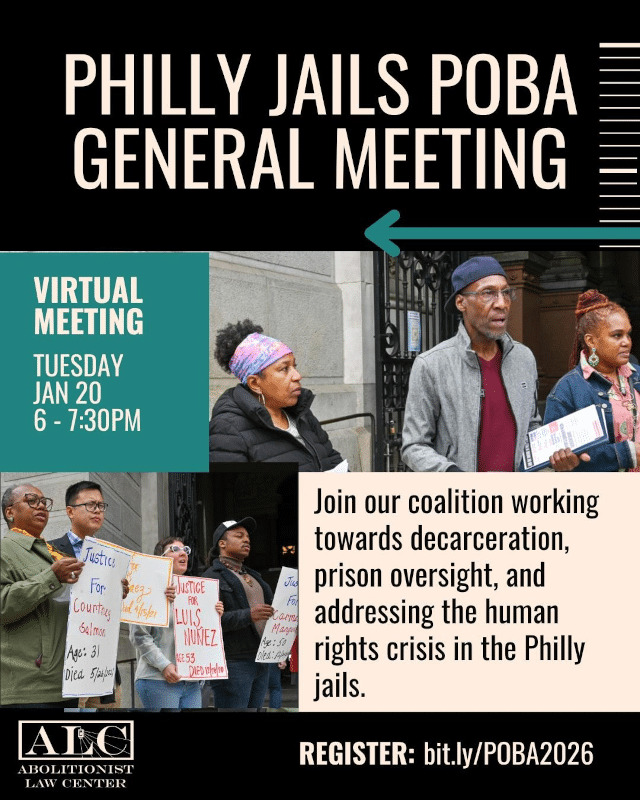 Jan. 20: Philly Jails POBA General Meeting