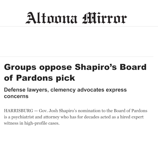 Groups oppose Shapiro’s Board of Pardons pick