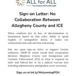 Feb. 10: No ICE Collaboration Between Allegheny County and ICE – New ordinance