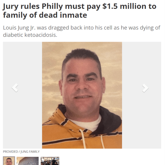 Jury rules Philly must pay $1.5 million to family of dead inmate