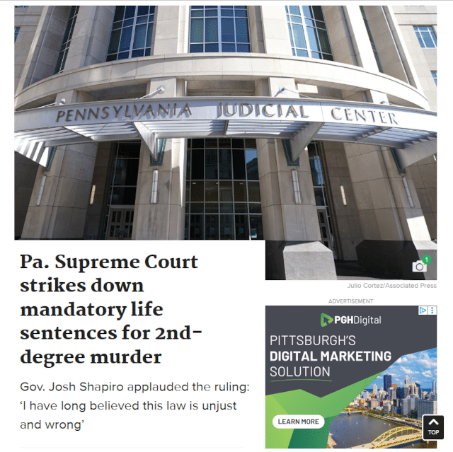 Pa. Supreme Court strikes down mandatory life sentences for 2nd-degree murder