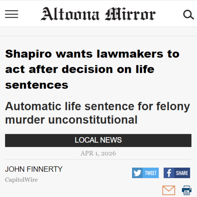 Shapiro wants lawmakers to act after decision on life sentences