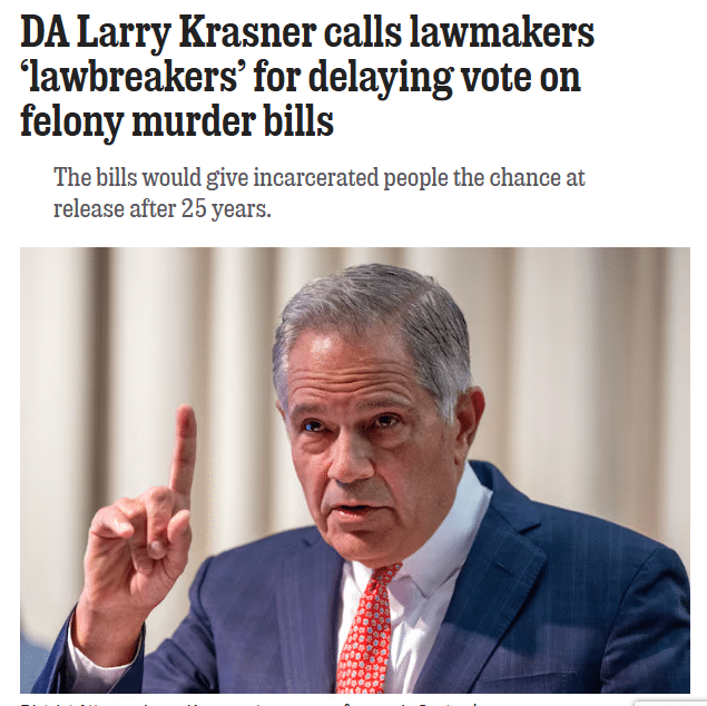 DA Larry Krasner calls lawmakers ‘lawbreakers’ for delaying vote on felony murder bills
