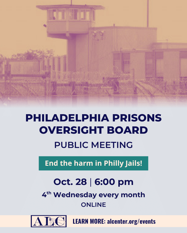 Oct. 28: Philadelphia Prison Oversight Board Monthly Meeting