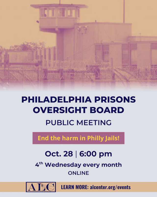 Oct. 28: Philadelphia Prison Oversight Board Monthly Meeting